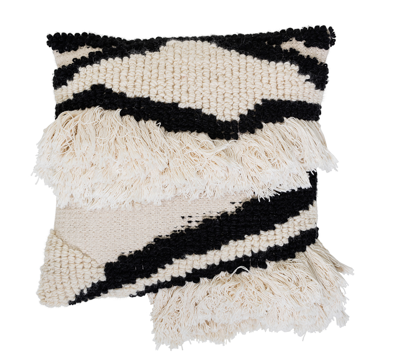 Black and White Textured Pillow